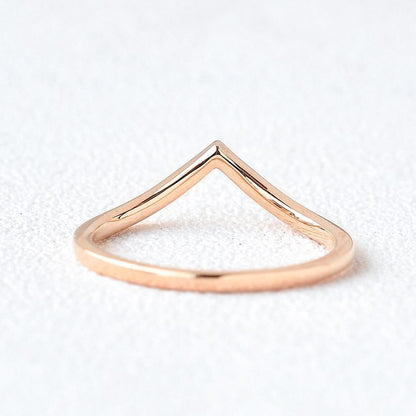 Rose Solid Gold V Shaped Curved Perfect Stacking Band for All Rings