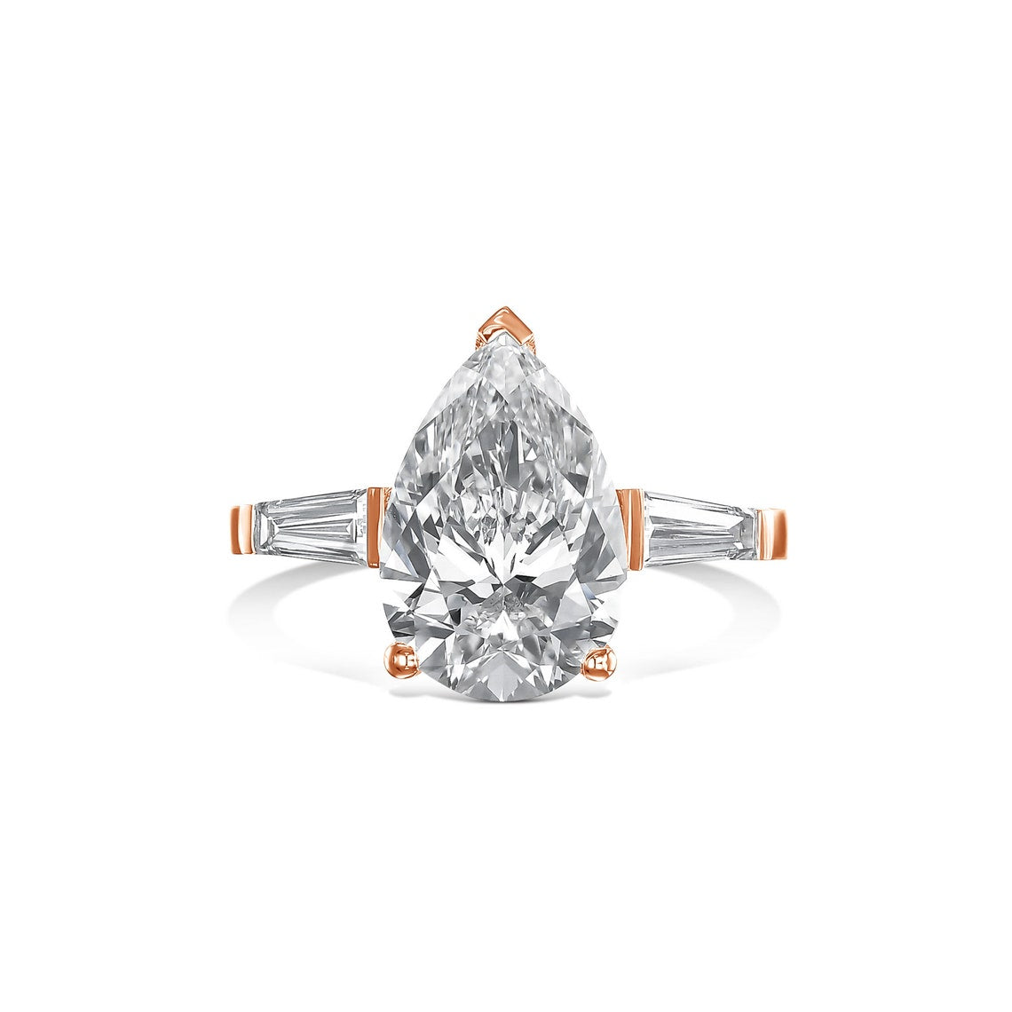 4.0 CT Pear Cut Moissanite Three Stone Engagement Ring - Eurus engagement rings