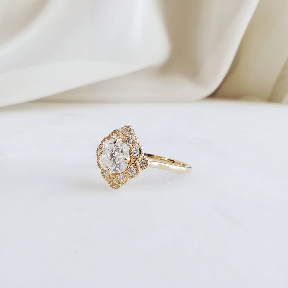 1.0 CT Cushion Cut Moissanite Art Deco Engagement Ring - Eurus engagement rings