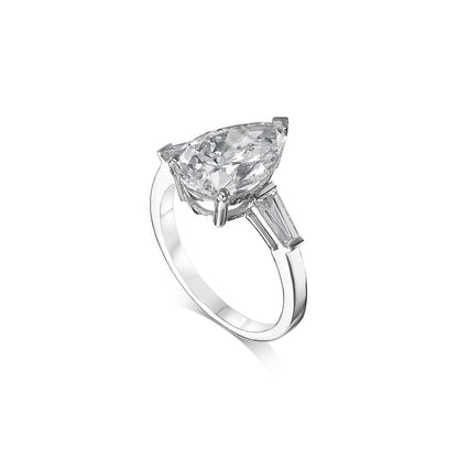 4.0 CT Pear Cut Moissanite Three Stone Engagement Ring - Eurus engagement rings