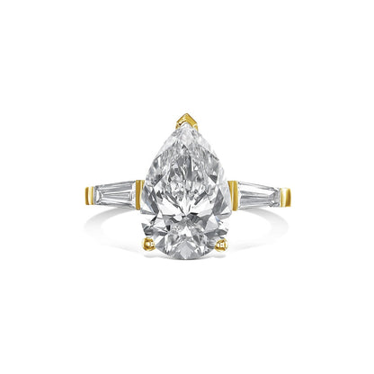 4.0 CT Pear Cut Moissanite Three Stone Engagement Ring - Eurus engagement rings