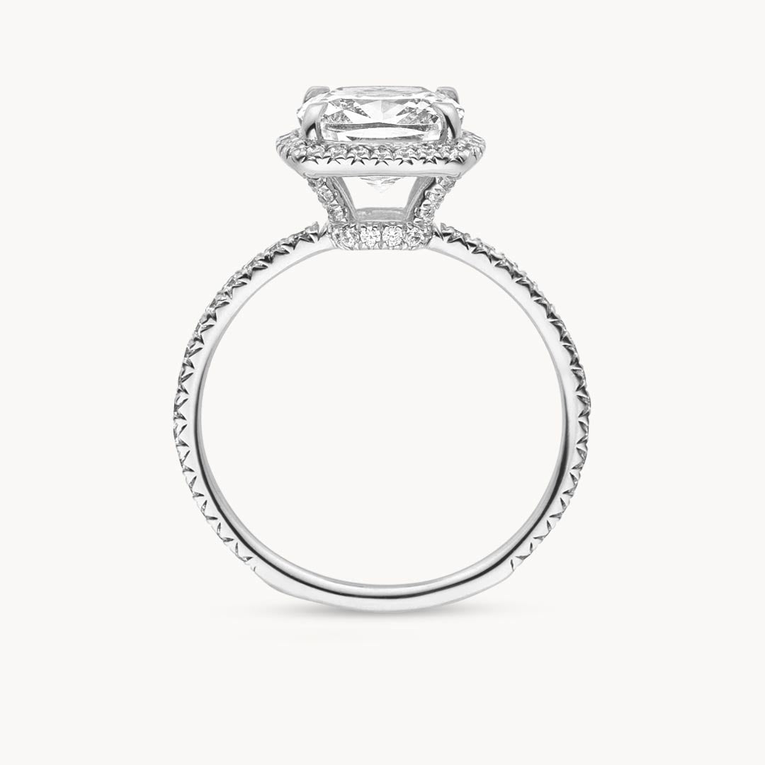 3.0 CT Cushion Cut Moissanite Halo Pave Engagement Ring - Eurus engagement rings