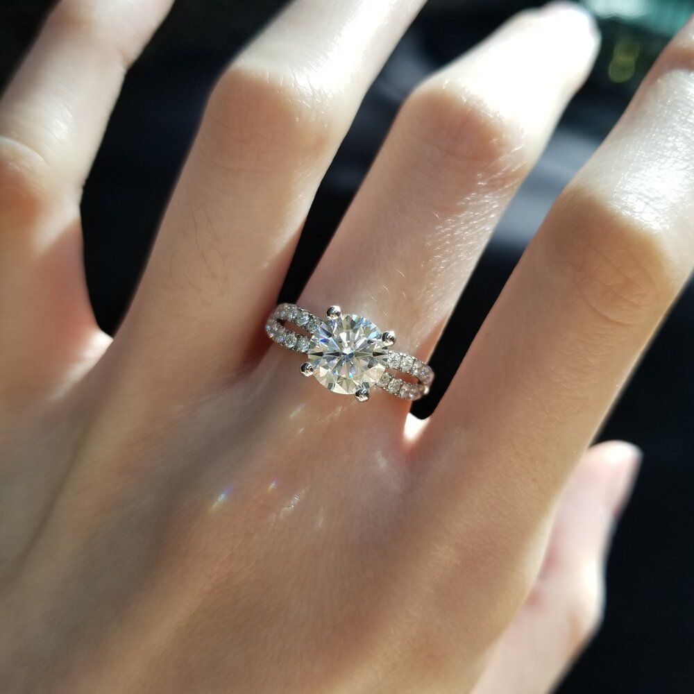 1.30 CT Round Cut Moissanite Unique Solitaire Engagement Ring - Eurus engagement rings