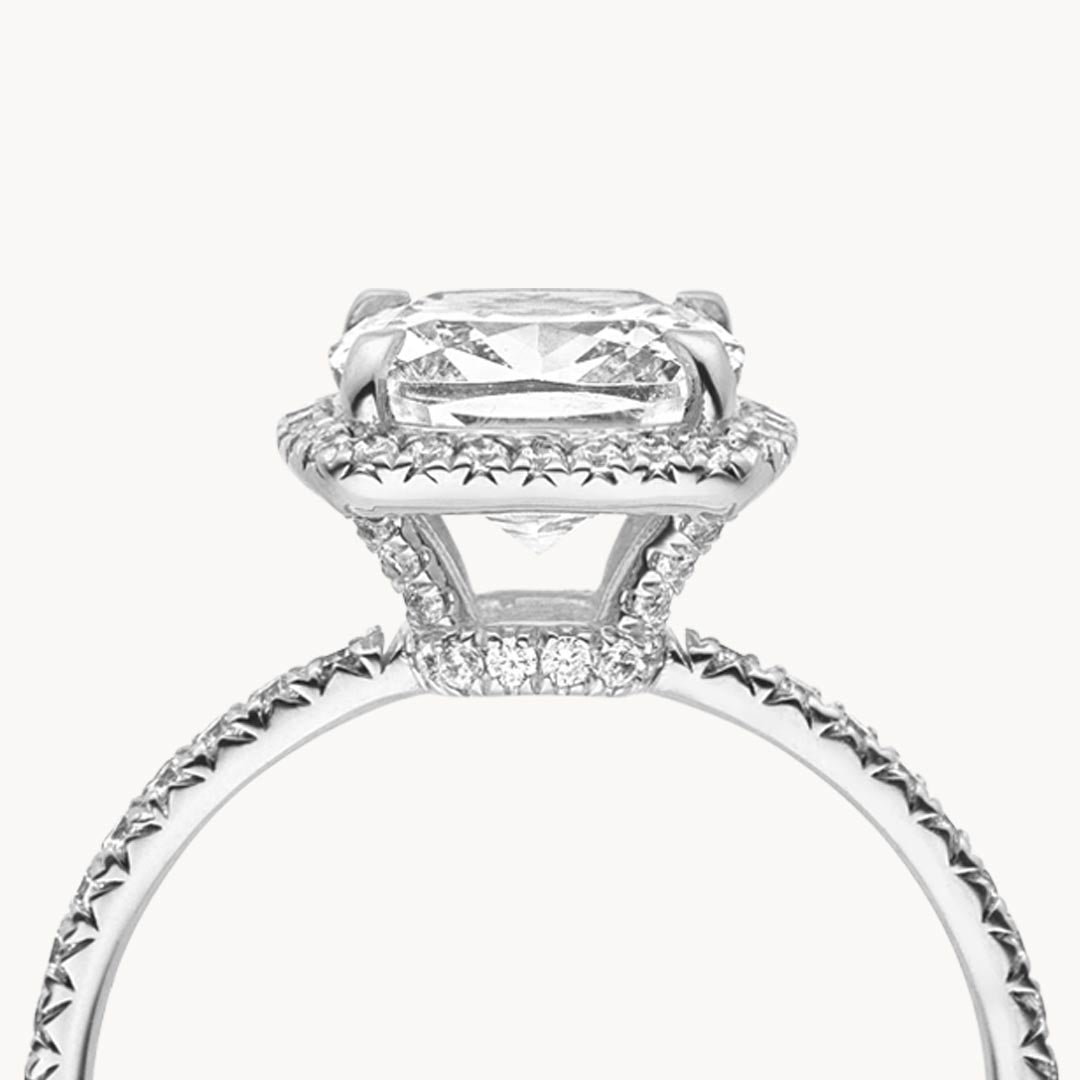 3.0 CT Cushion Cut Moissanite Halo Pave Engagement Ring - Eurus engagement rings