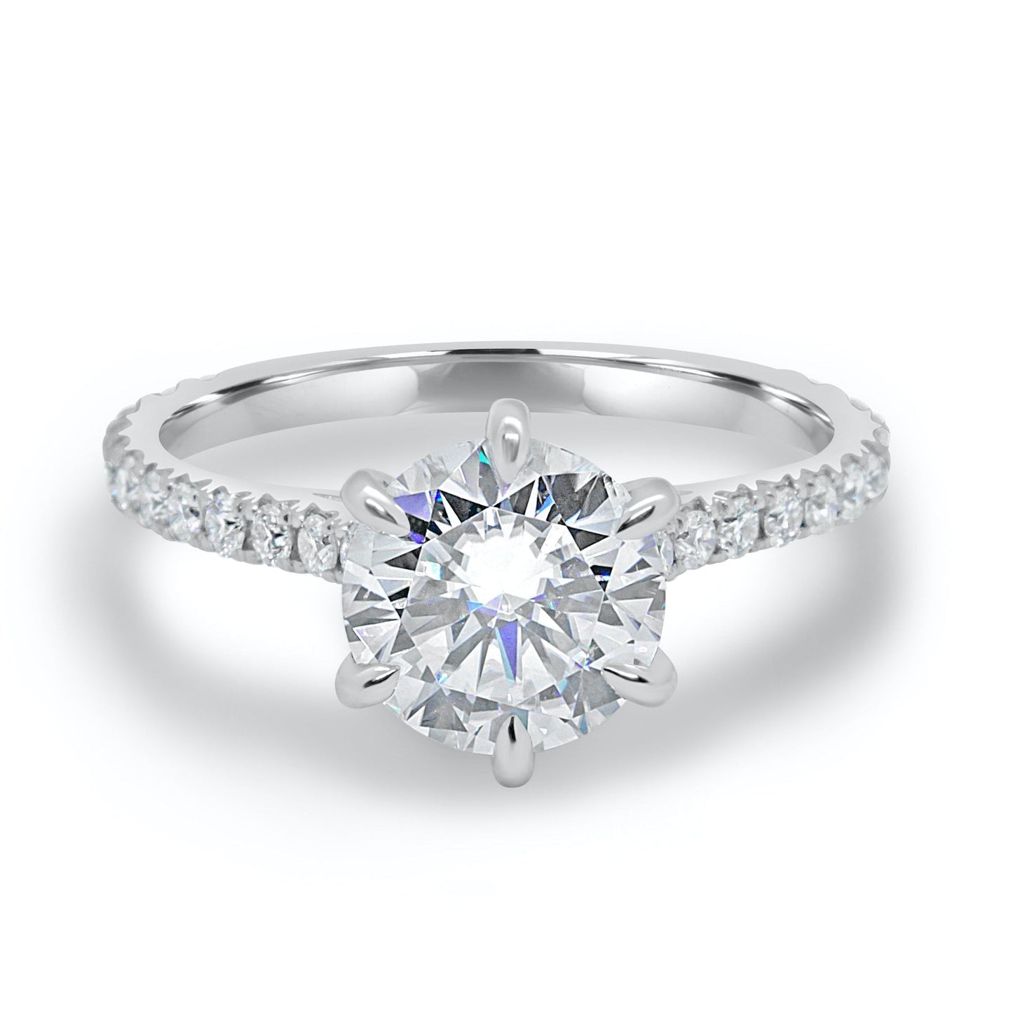 1.35CT Round Cut 6 Prong Moissanite Solitaire Engagement Ring - Eurus engagement rings