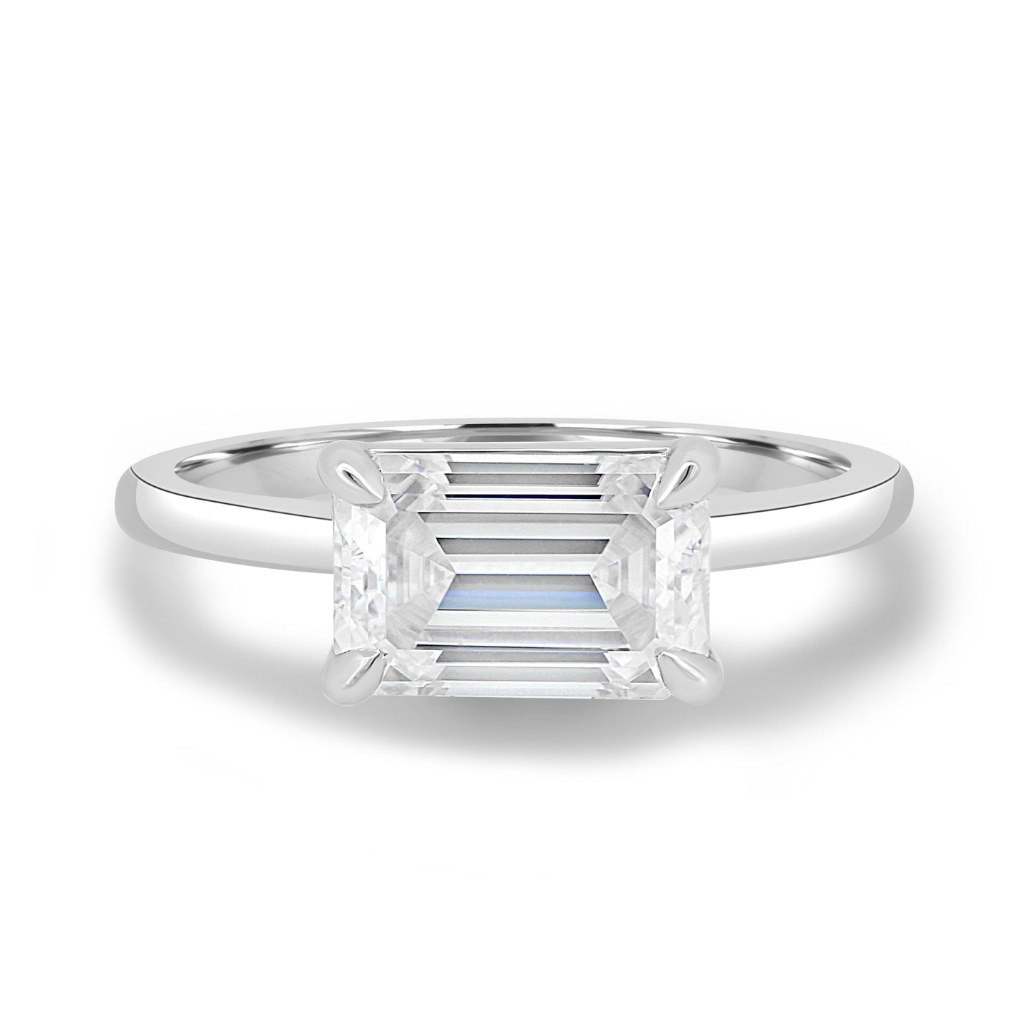 1.60CT East West Emerald Cut Moissanite Engagement Ring - Eurus engagement rings