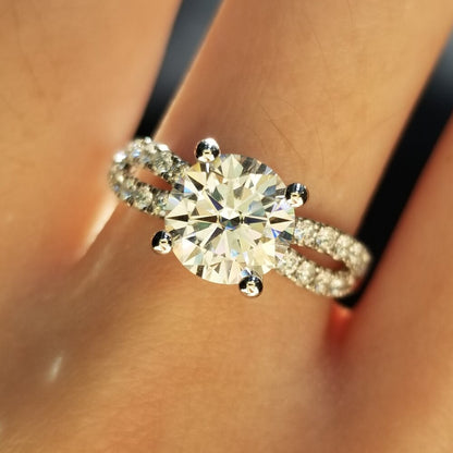 1.30 CT Round Cut Moissanite Unique Solitaire Engagement Ring - Eurus engagement rings