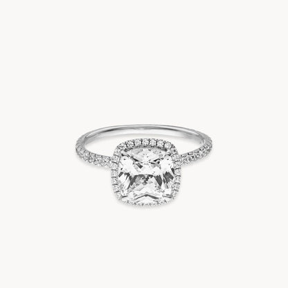 3.0 CT Cushion Cut Moissanite Halo Pave Engagement Ring - Eurus engagement rings