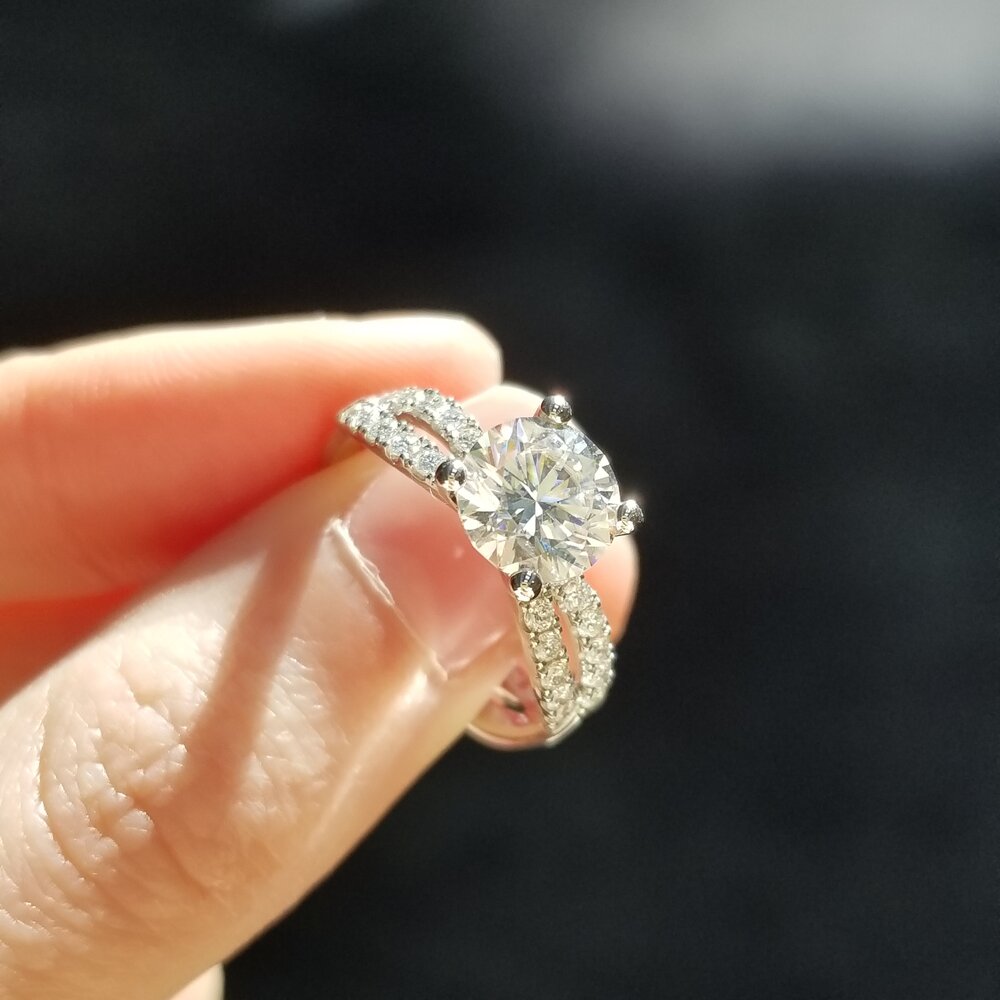 1.30 CT Round Cut Moissanite Unique Solitaire Engagement Ring - Eurus engagement rings