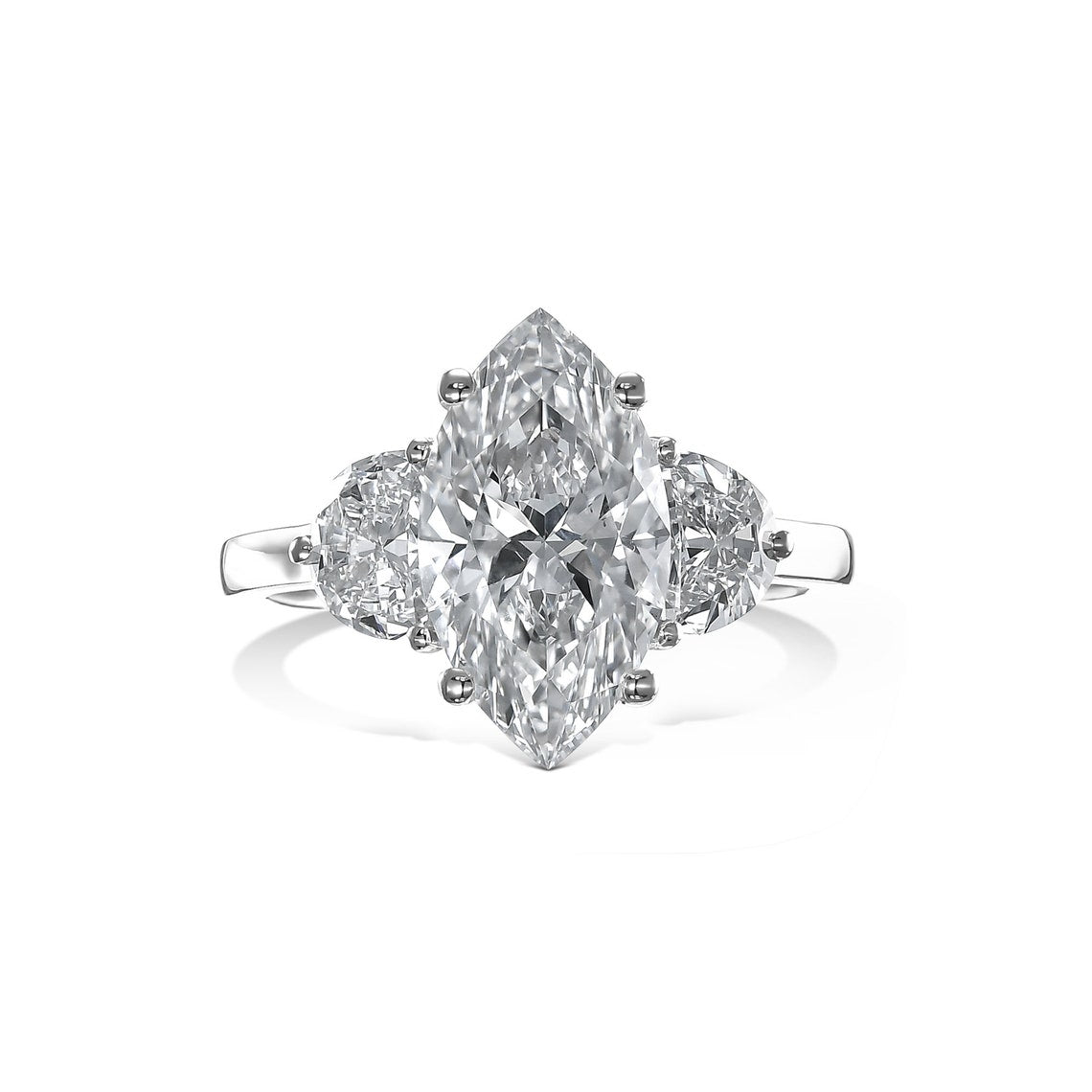 3.30 CT Marquise Cut Moissanite Three Stones Engagement Ring - Eurus engagement rings