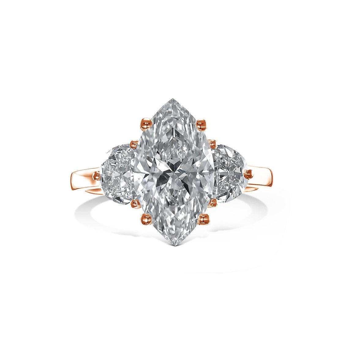 3.30 CT Marquise Cut Moissanite Three Stones Engagement Ring - Eurus engagement rings