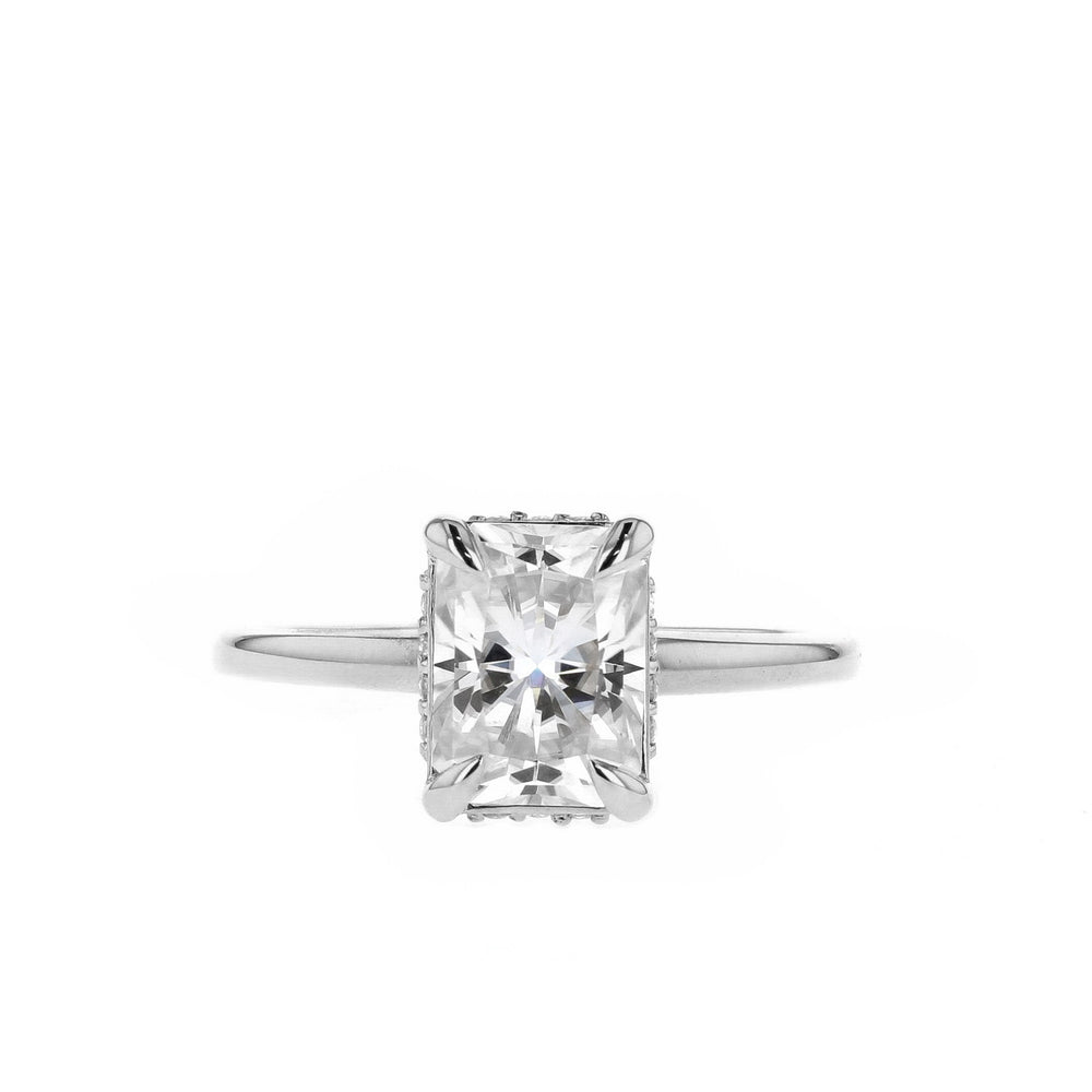 Radiant Cut Hidden Halo Moissanite Diamond Engagement Ring For Her