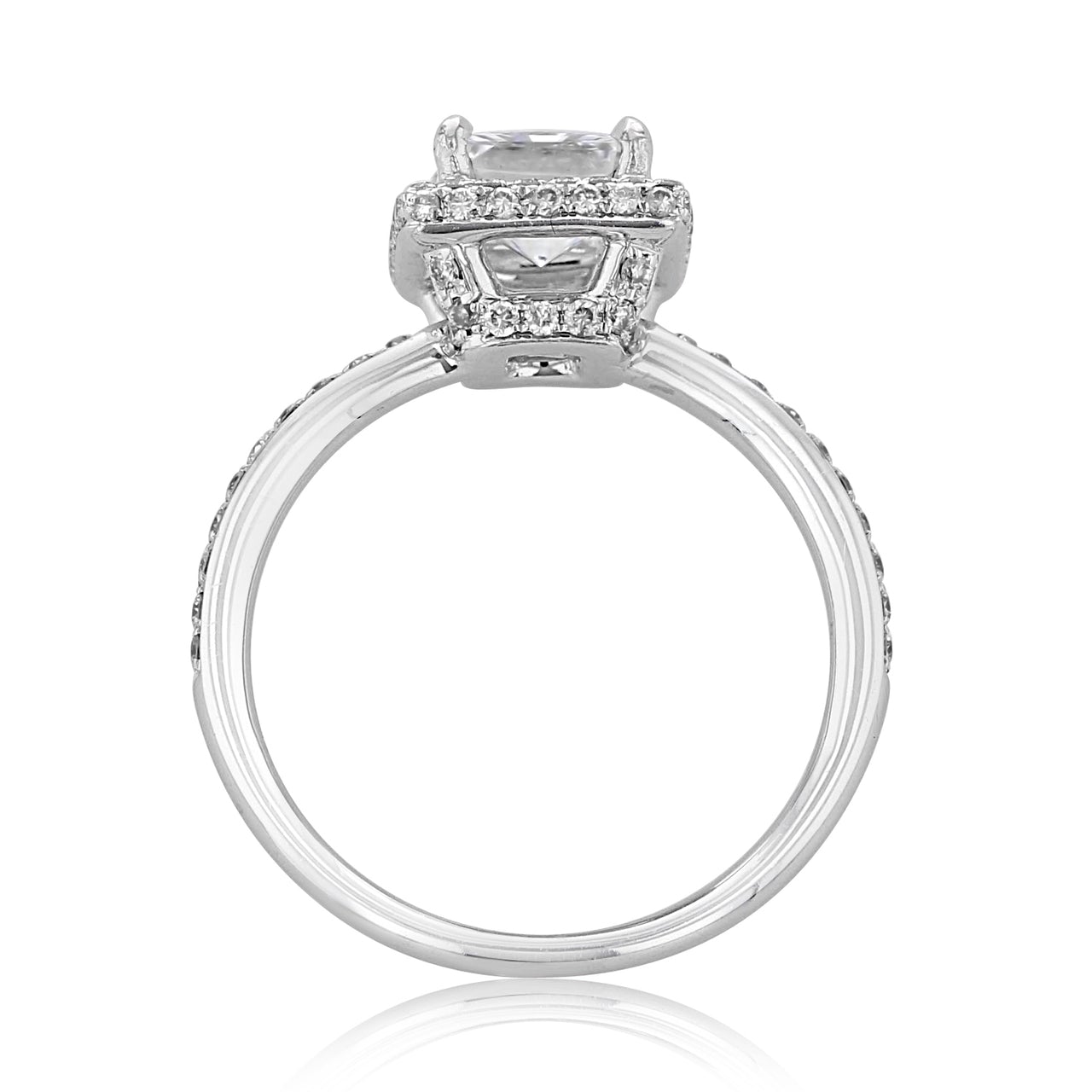 Princess Cut Moissanite Halo Engagement Ring For Her Minimalist