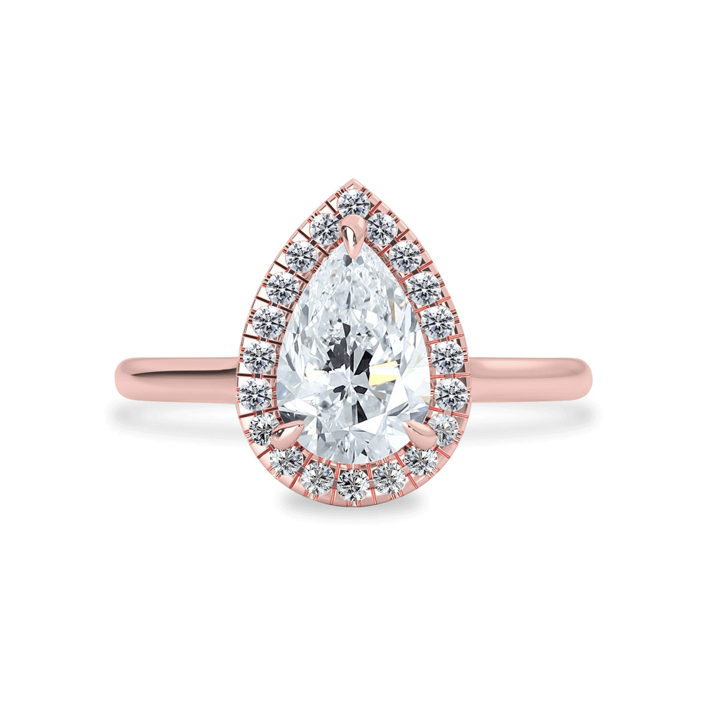 Pear Cut Moissanite Halo Engagement Ring Simple Diamond Ring