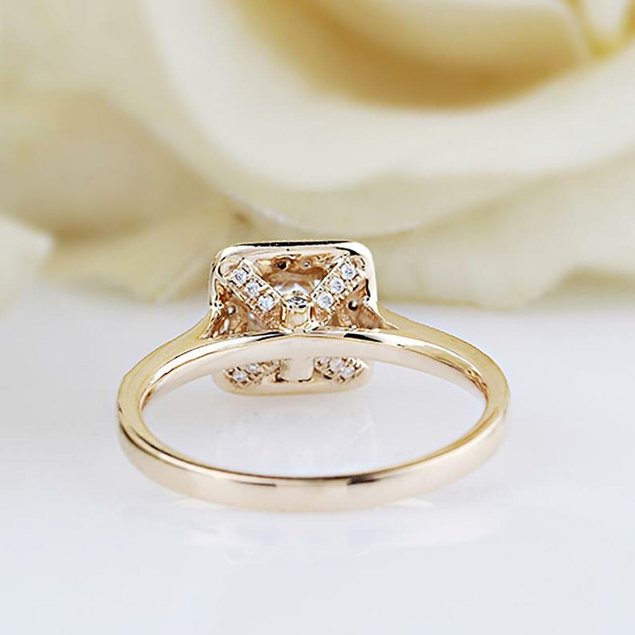 Princess Cut Unique Halo Moissanite Diamond Engagement Ring Valentine Gift For Her