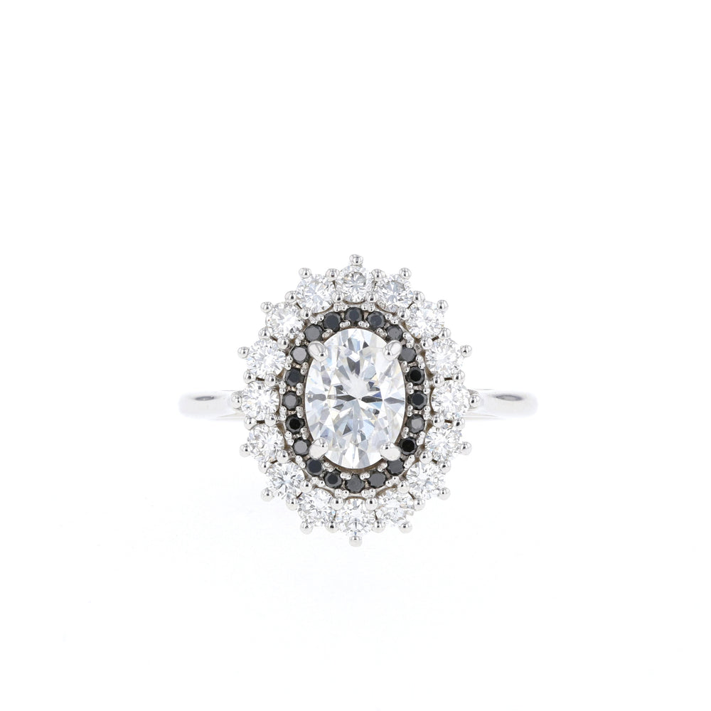 Oval Cut Moissanite Double Halo Diamond Engagement Ring For Her Statement Ring