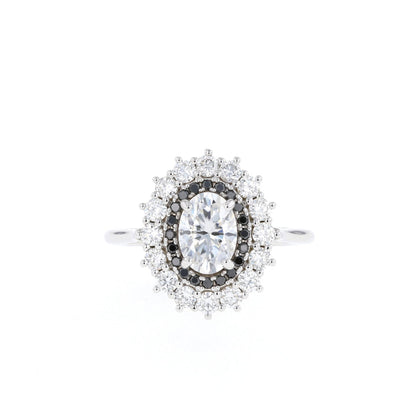 Oval Cut Moissanite Double Halo Diamond Engagement Ring For Her Statement Ring