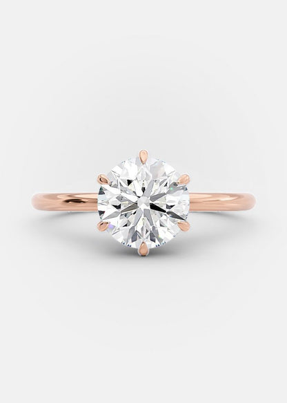 Round Brilliant Cut Moissanite Solitaire Engagement Ring  With 6 Prongs Simple Ring