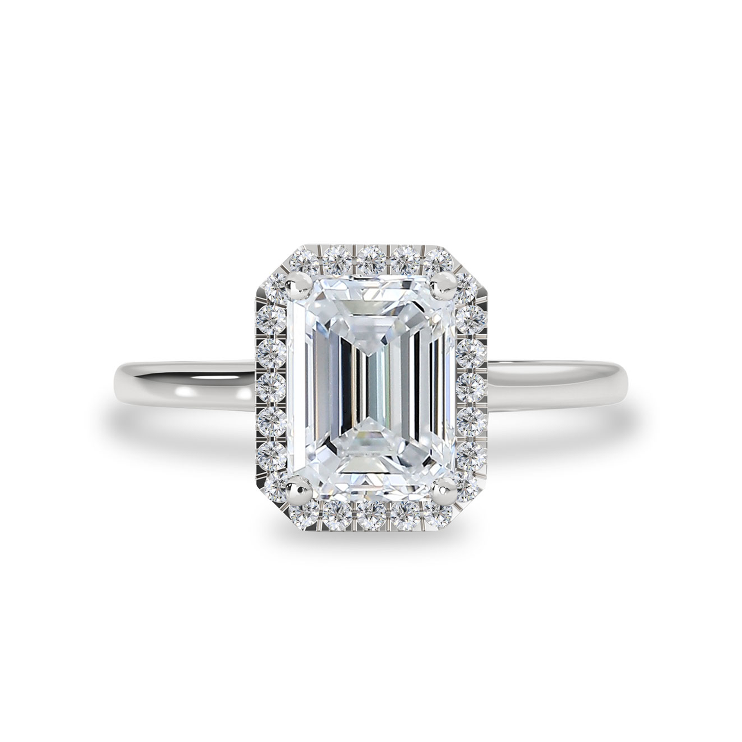 Emerald Moissanite Halo Engagement Ring For Her Classic Ring