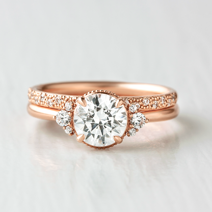 Round Cut Vintage Inspired Moissanite Diamond Engagement Ring Gift For Her