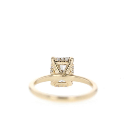 Radiant Cut Hidden Halo Moissanite Diamond Engagement Ring For Her