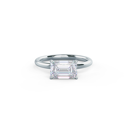 East-West Emerald Cut Solitaire Moissanite Diamond Engagement Ring Gift For Her