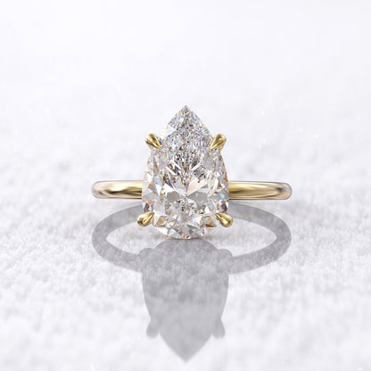 Pear Cut Moissanite Solitaire Engagement Ring Simple Dainty Ring