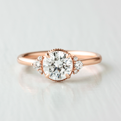 Round Cut Vintage Inspired Moissanite Diamond Engagement Ring Gift For Her