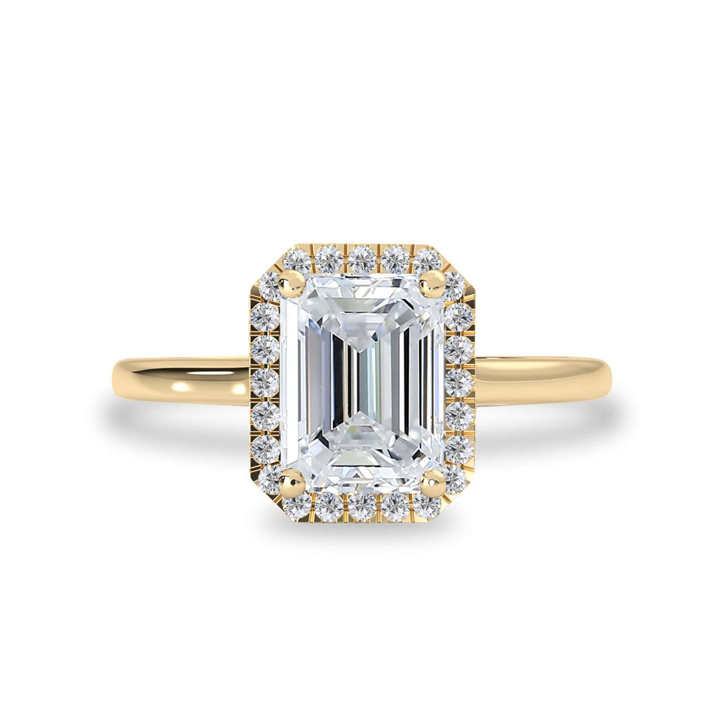 Emerald Moissanite Halo Engagement Ring For Her Classic Ring