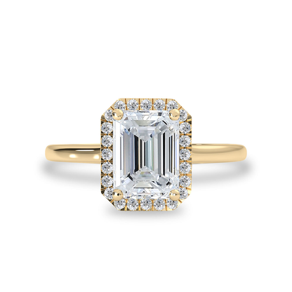 Emerald Moissanite Halo Engagement Ring For Her Classic Ring