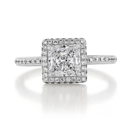 Princess Cut Moissanite Halo Engagement Ring For Her Minimalist