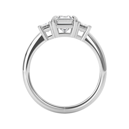 Emerald Cut Moissanite Three Stone Engagement Ring Gift For Her