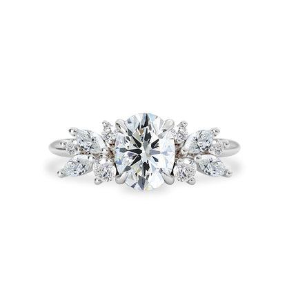 Oval Cut Moissanite Diamond Cluster Engagement Ring Gift For Her