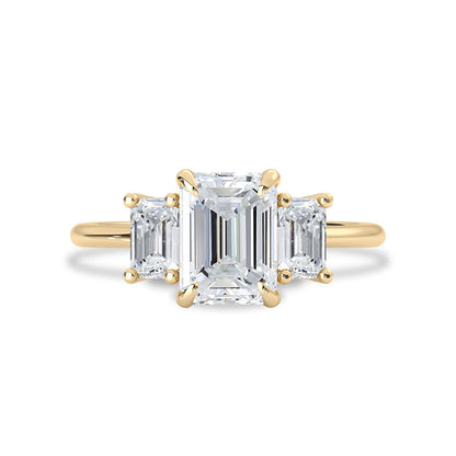 Emerald Cut Moissanite Three Stone Engagement Ring Gift For Her