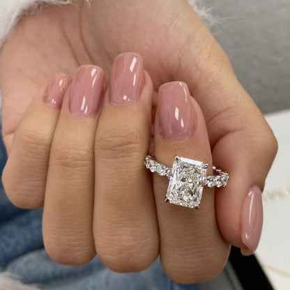 Radiant Moissanite Hidden Halo & Pave Setting Engagement Ring