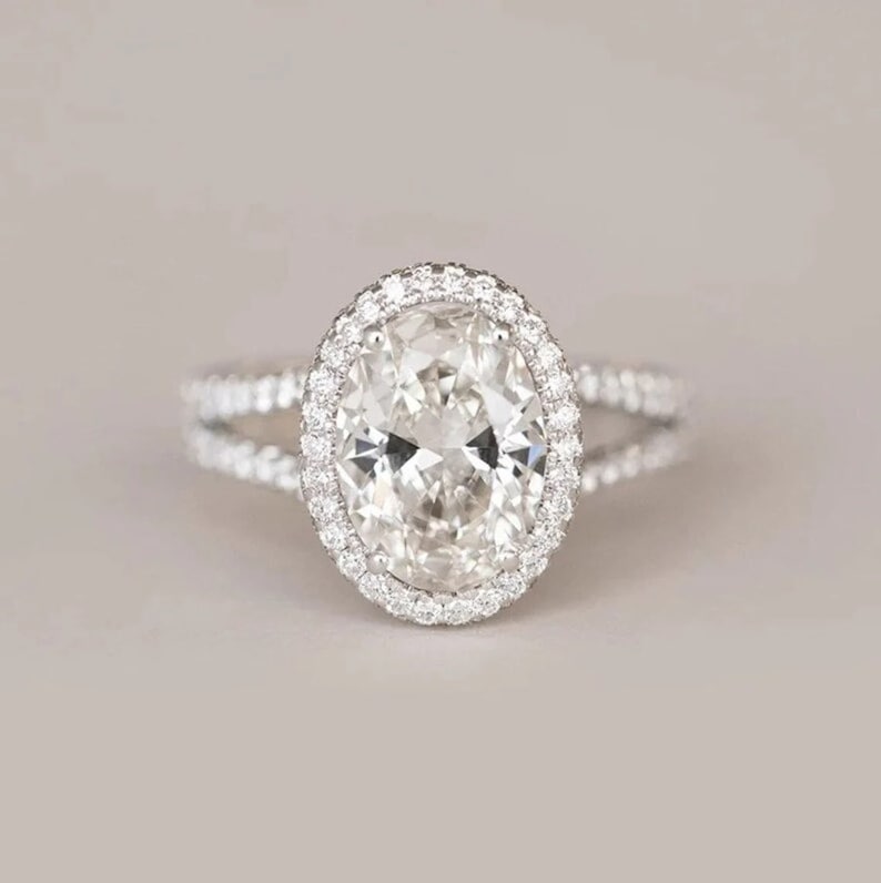 1.70CT Oval Cut Moissanite  Halo Engagement Ring - Eurus engagement rings