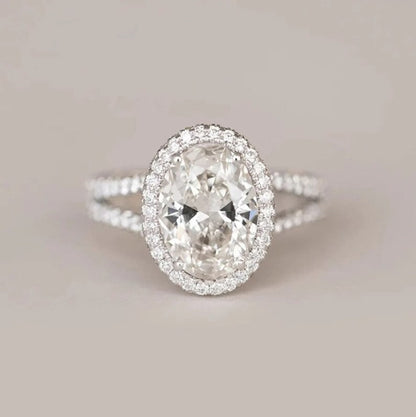 1.70CT Oval Cut Moissanite  Halo Engagement Ring - Eurus engagement rings