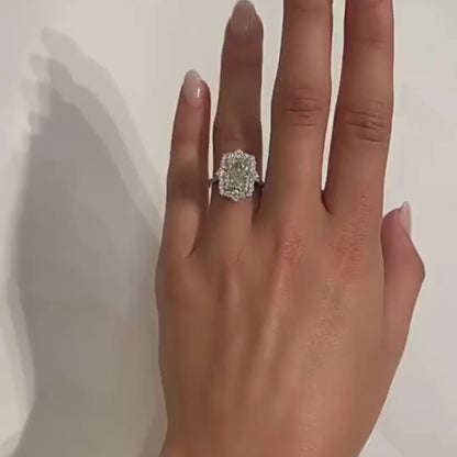 Radiant Cut Moissanite Unique Halo Engagement Ring Dainty Ring