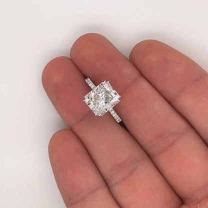 Radiant Cut Moissanite Pave Setting Engagement Ring