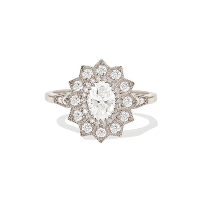 0.75 Ct Oval Cut Moissanite Diamond Vintage Engagement Ring